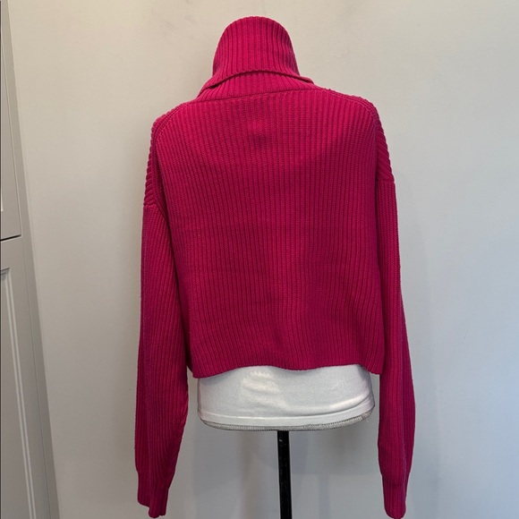Aritzia Merino Wool Guell Ribbed Turtleneck Sweater Pink Cropped Knit Medium - Picture 10 of 16